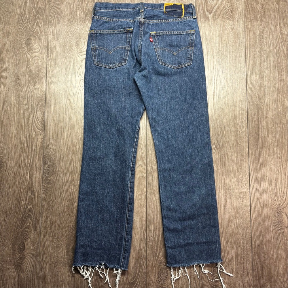 Levis 501 30x29 Original Fit Button Fly Jeans Medium Vintage Raw Hem Blue Denim